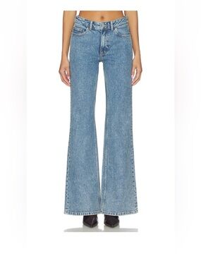 Dr. Denim Washed Blue mid-Rise Wide Leg Jeans